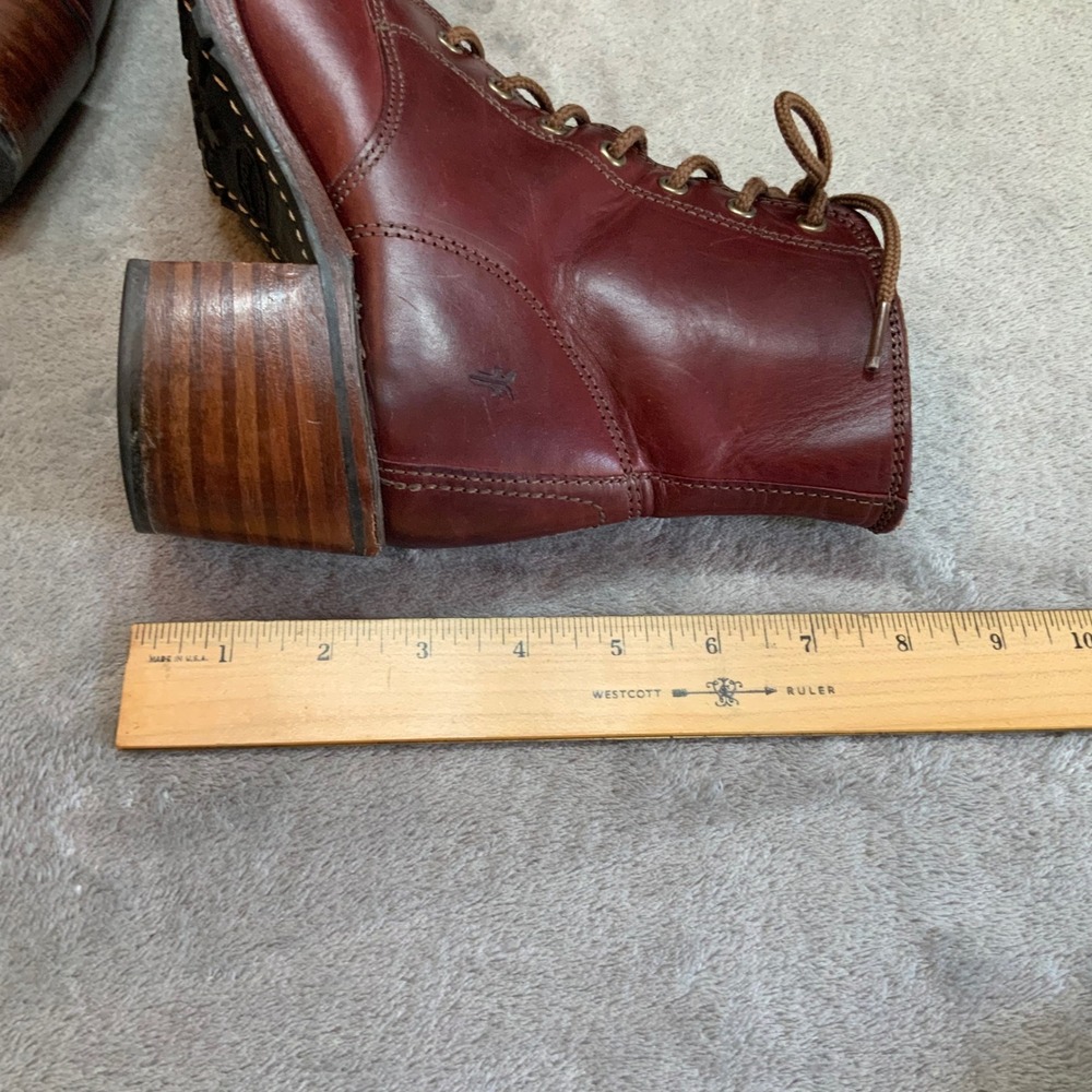 Vintage Frye Mahogany Leather Lace Up Combat Boots Vibram Sole Made in USA 7 M - Picture 7 of 8